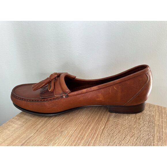 Vintage Greg Norman Men\'s Classic Brown Leather Tassel Loafers Shoes size 8.5 main image 5